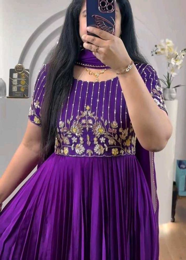 Elegant Purple Embroidered Dress