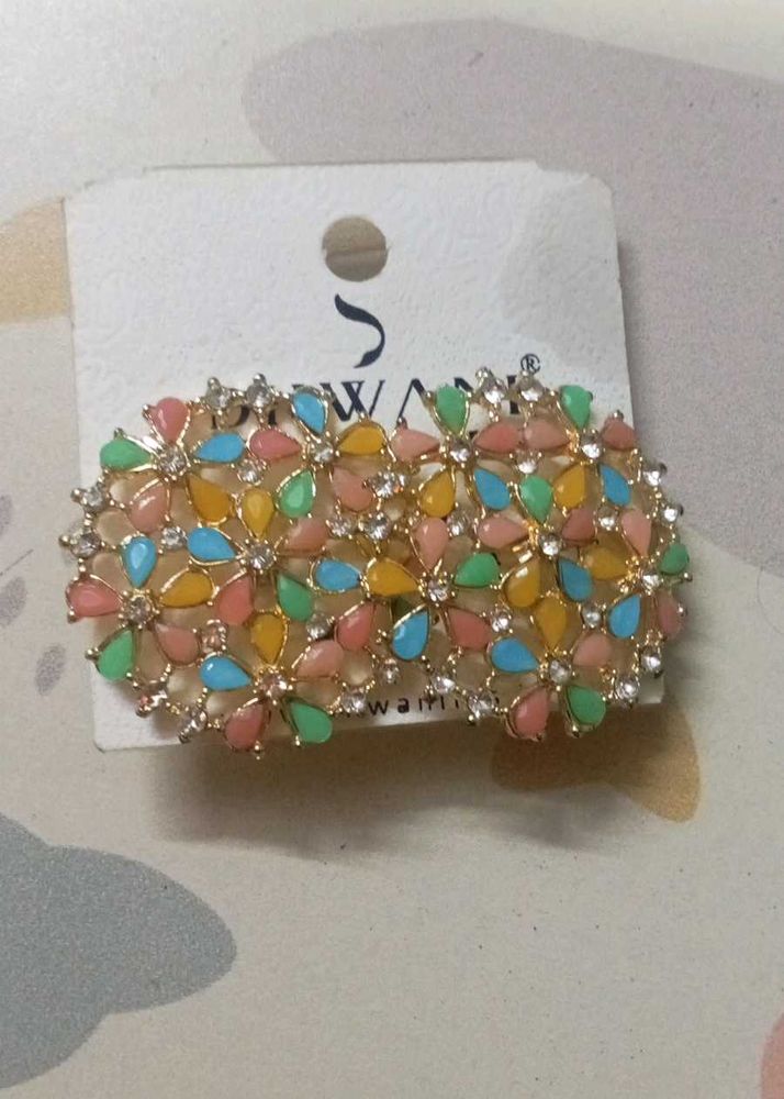 Colorful Floral Rhinestone Earrings