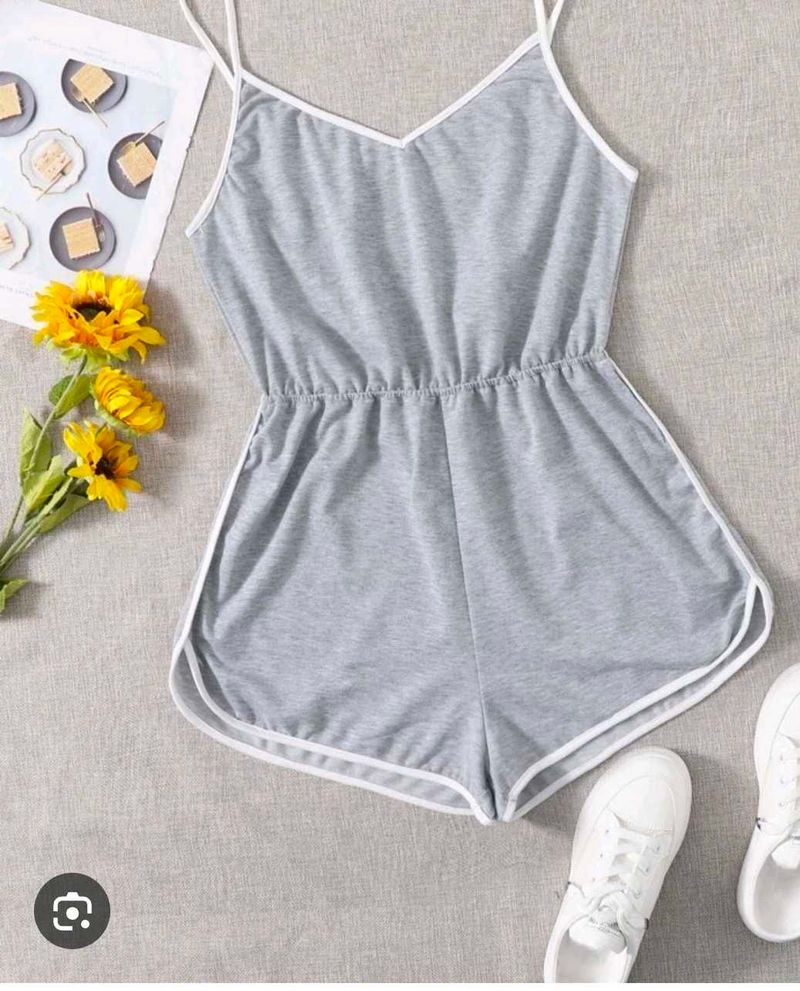 Grer with White Trim jumpsuit
