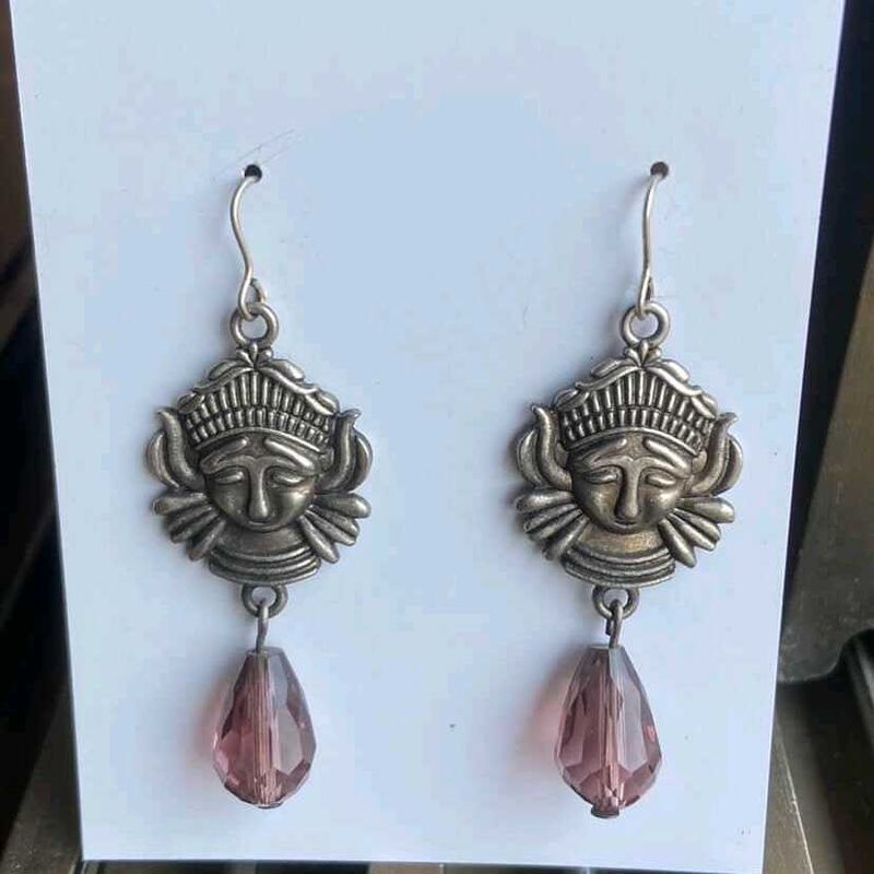 Handmade Unique Goddess Face Drop Earrings