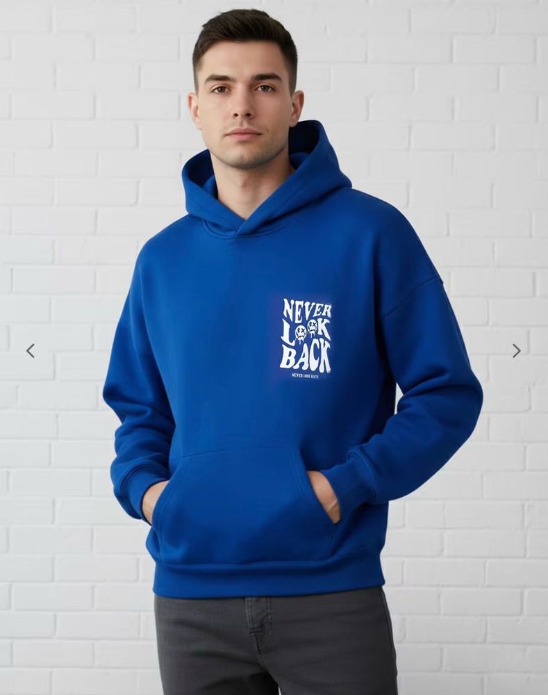 Blue Graphic Print Hoodie