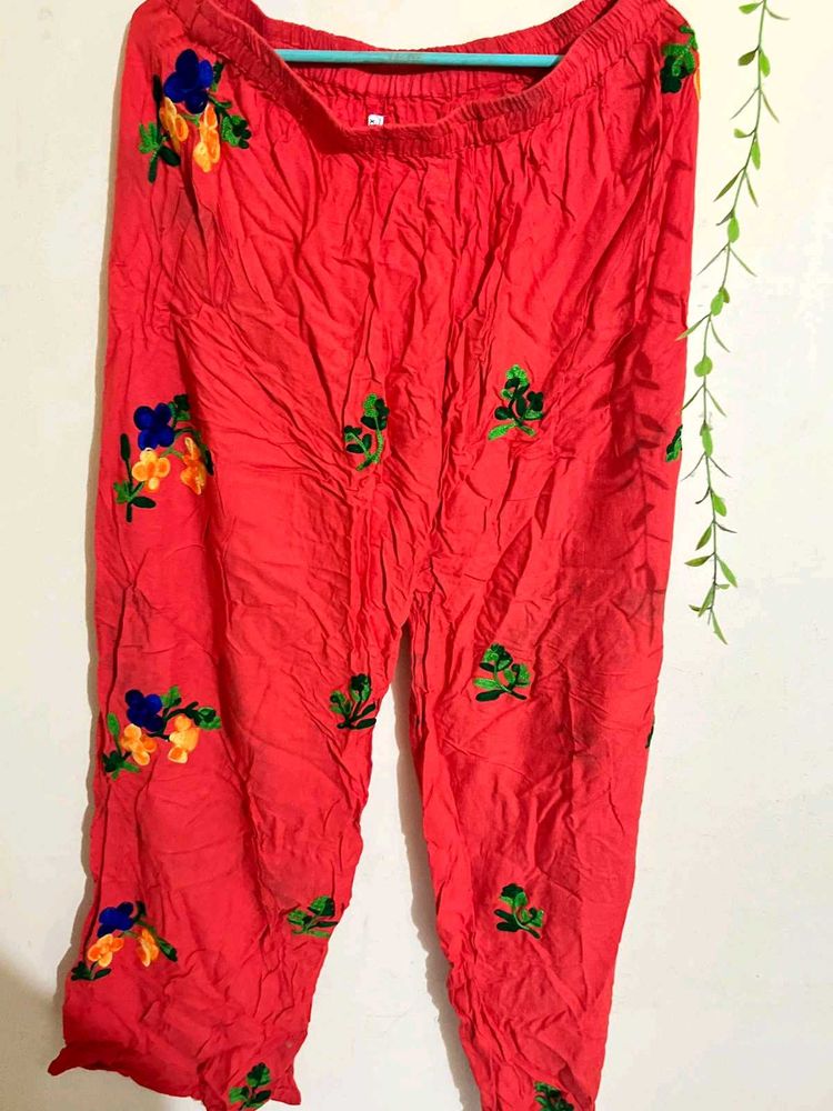 Embroidered Palazzo Pants