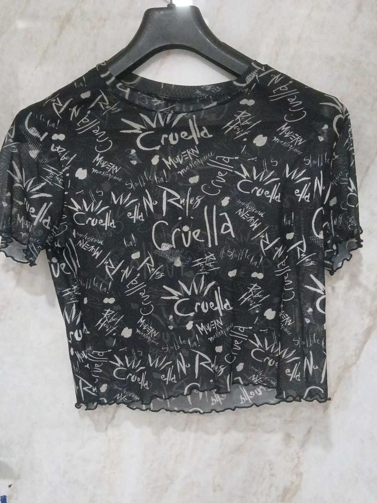 Cruella Graphic Mesh Top