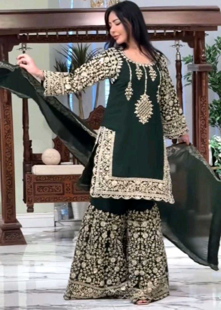 New Designer Party Wear Suit Palazzo Pair