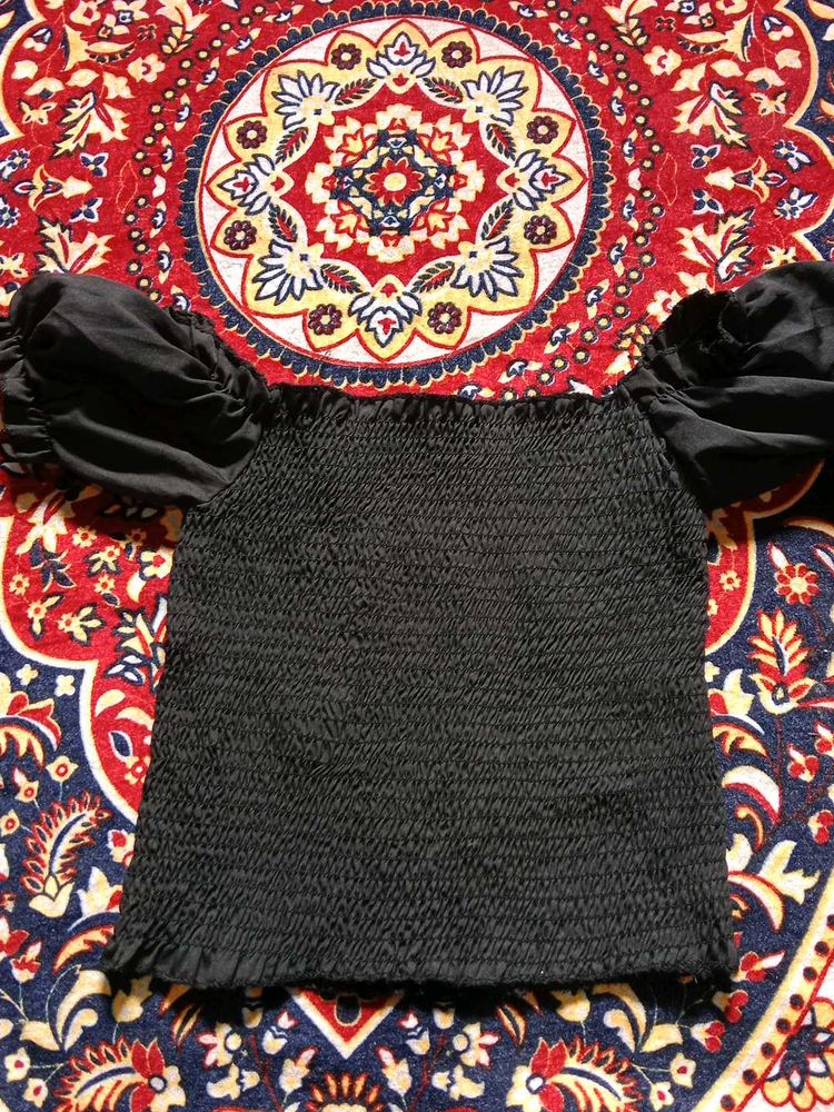 Smocked Black Top