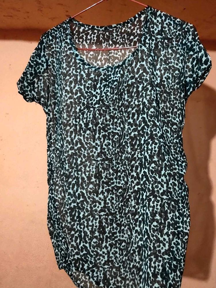 Sheer Animal Print Top