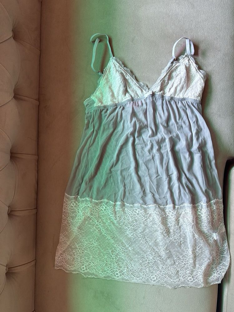 Sheer Lace Trim Nightgown