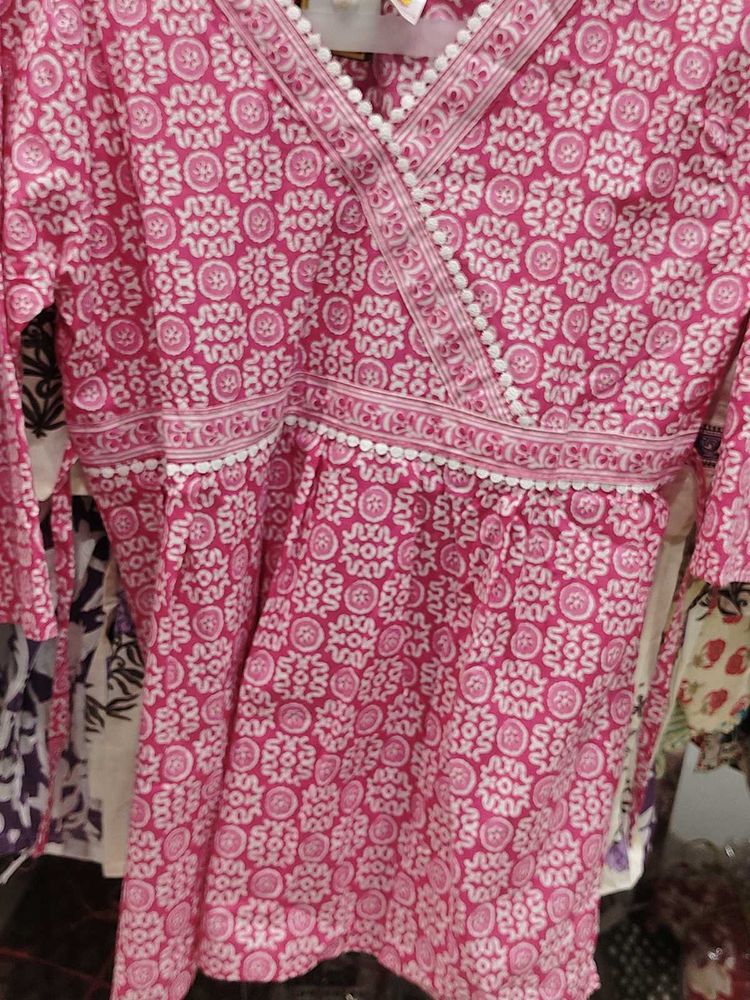 Pink Floral Print Kurta