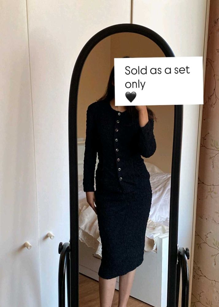 Chic Black Textured Co-ord Set