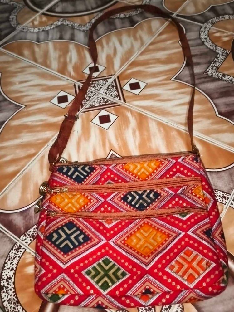 Boho Geometric Print Crossbody Bag