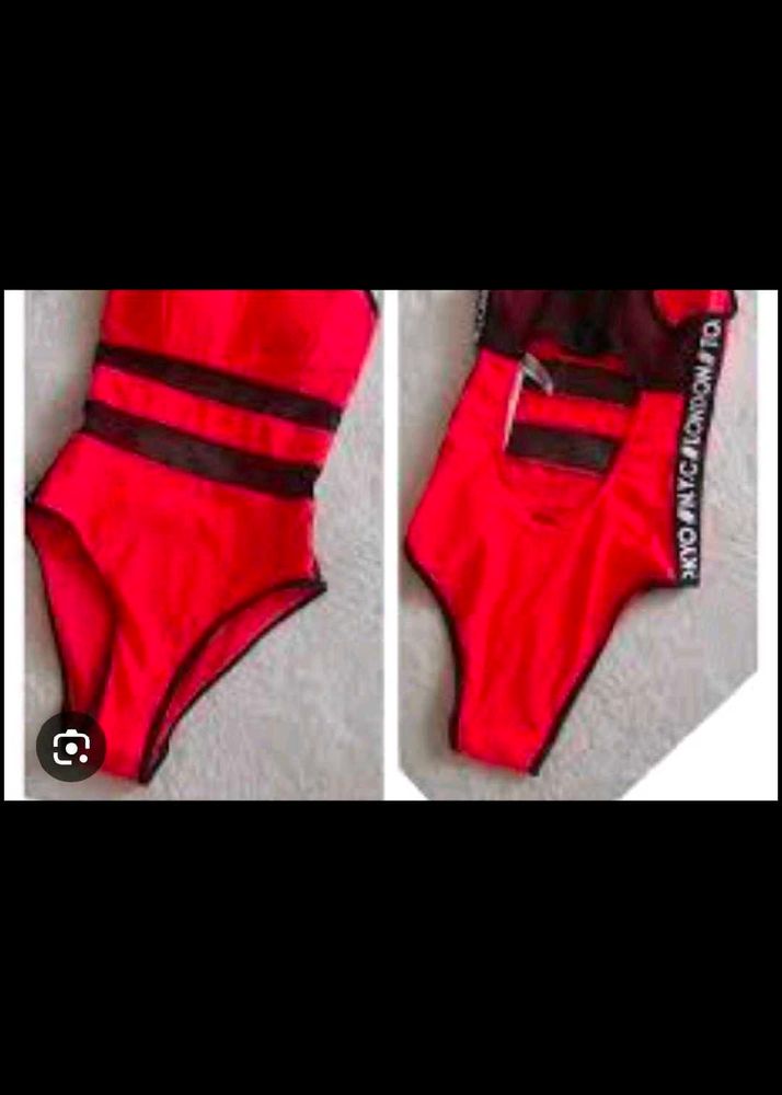 Red Mesh One-Piece Swimsuit