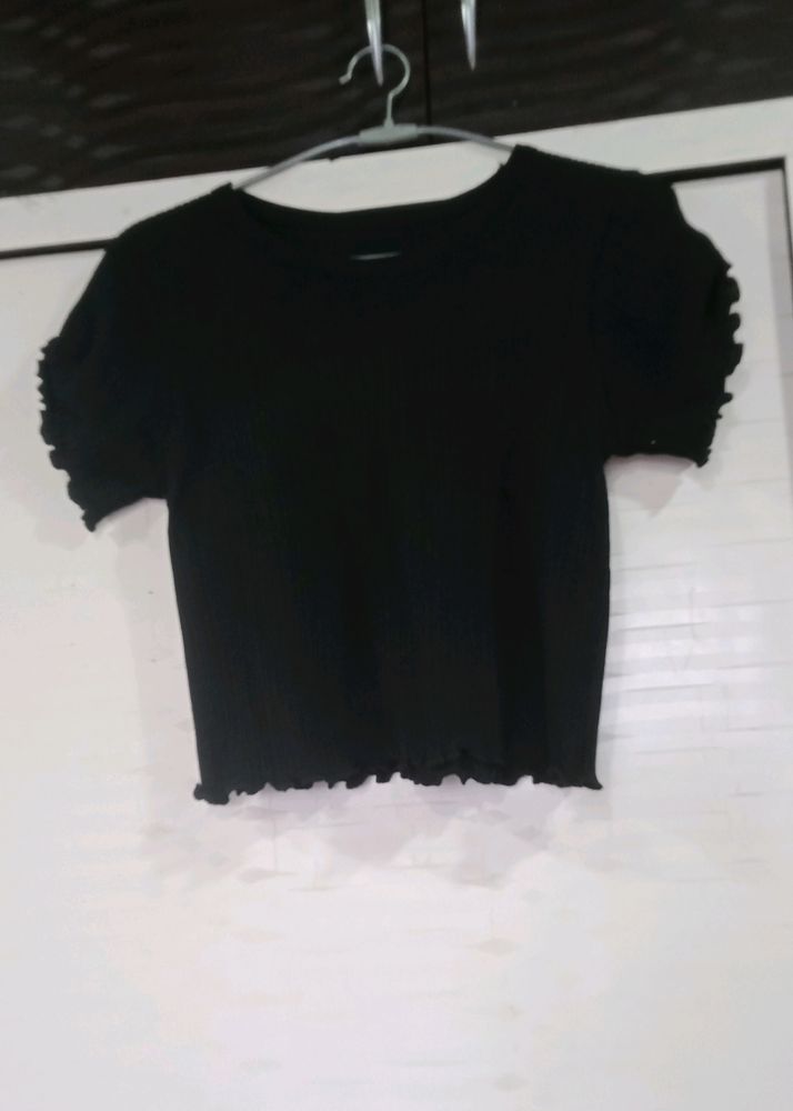 Black Ripped Crop Top