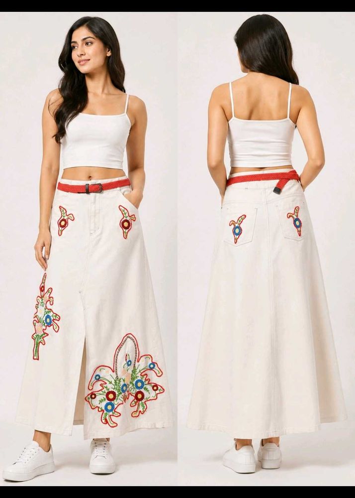 Customized Embroidered Denim skirt