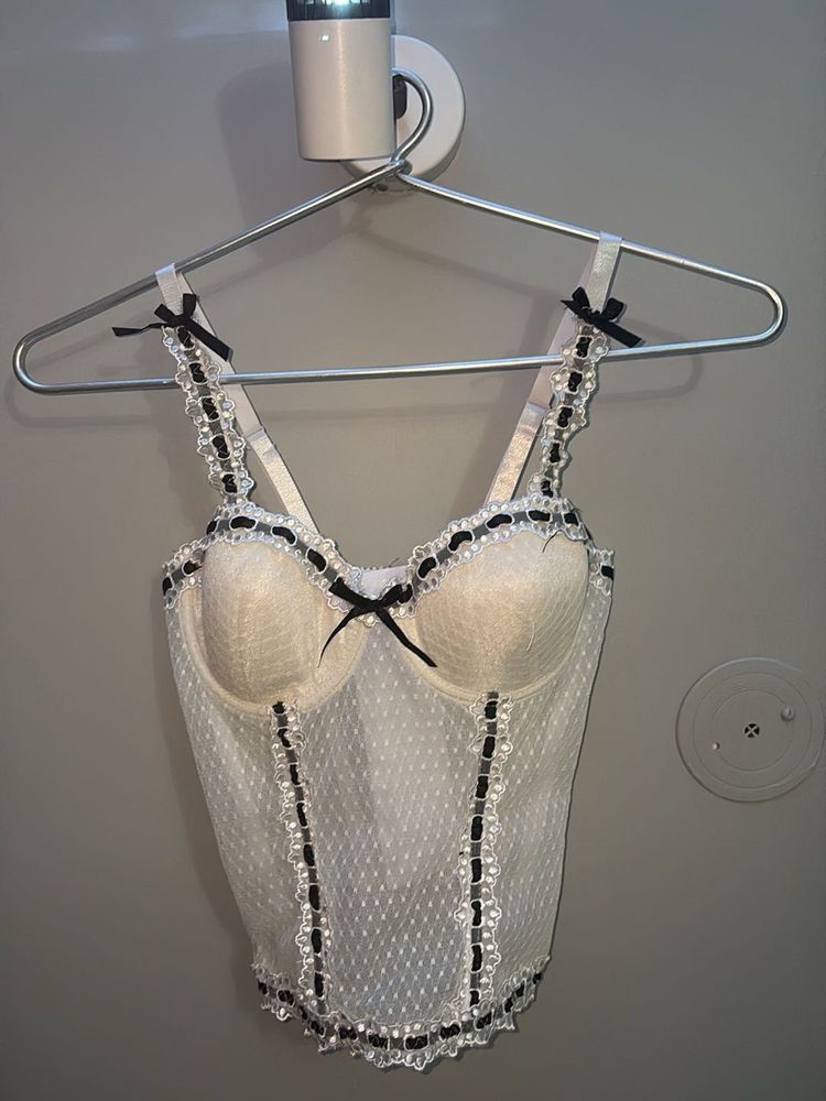 White Lace Corset Bra