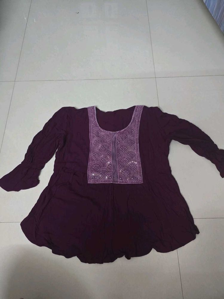 Embroidered Purple Kurta