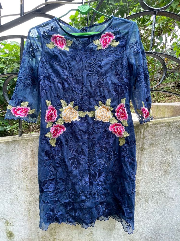 Beautiful Blue Embroidered Dress