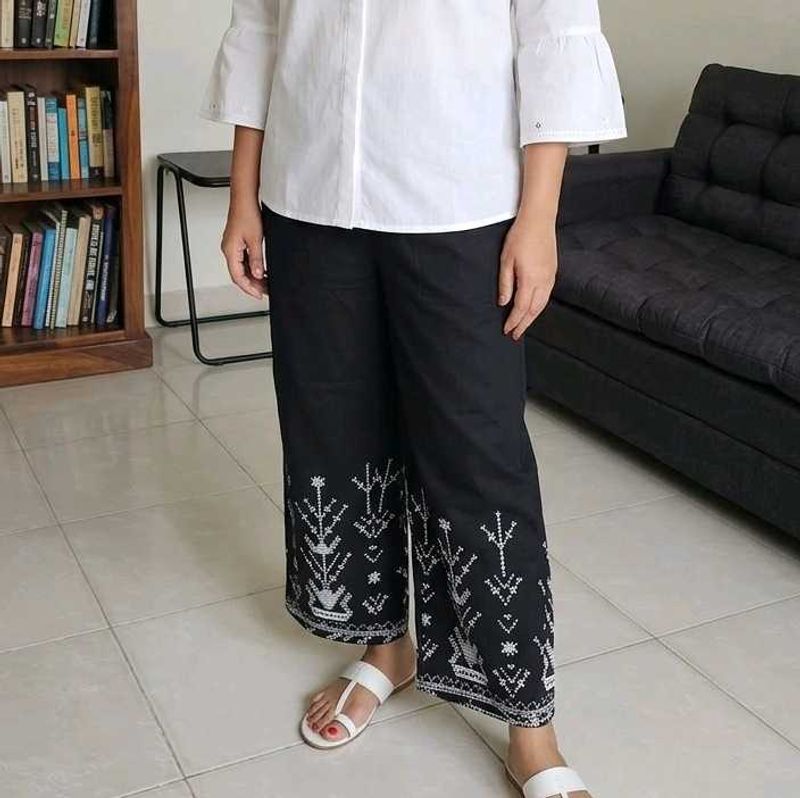 Global Desi Embroidered Black 3/4th pants