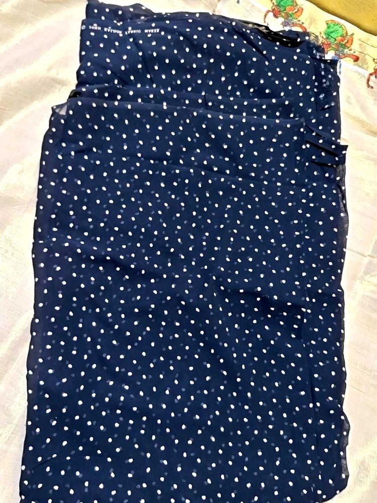 Navy Polka Dot Sheer Fabric