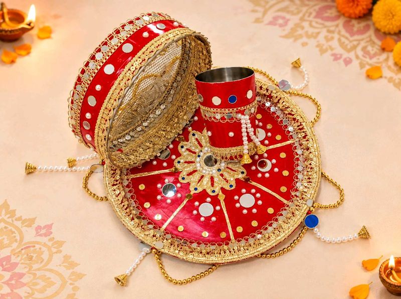 Karwa chauth thali handicraft ❤️❤️✨✨✨Decorative Po
