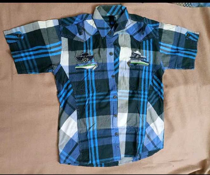 Blue Plaid Short Sleeve Shirt
