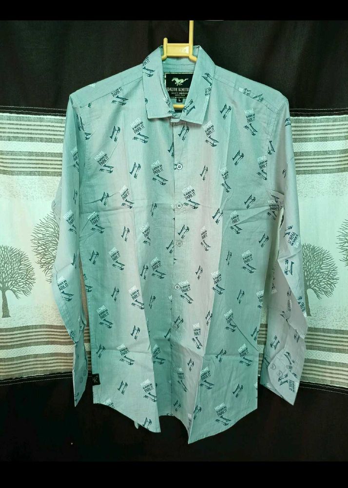 Men's Graphic Print Casual Shirt L size