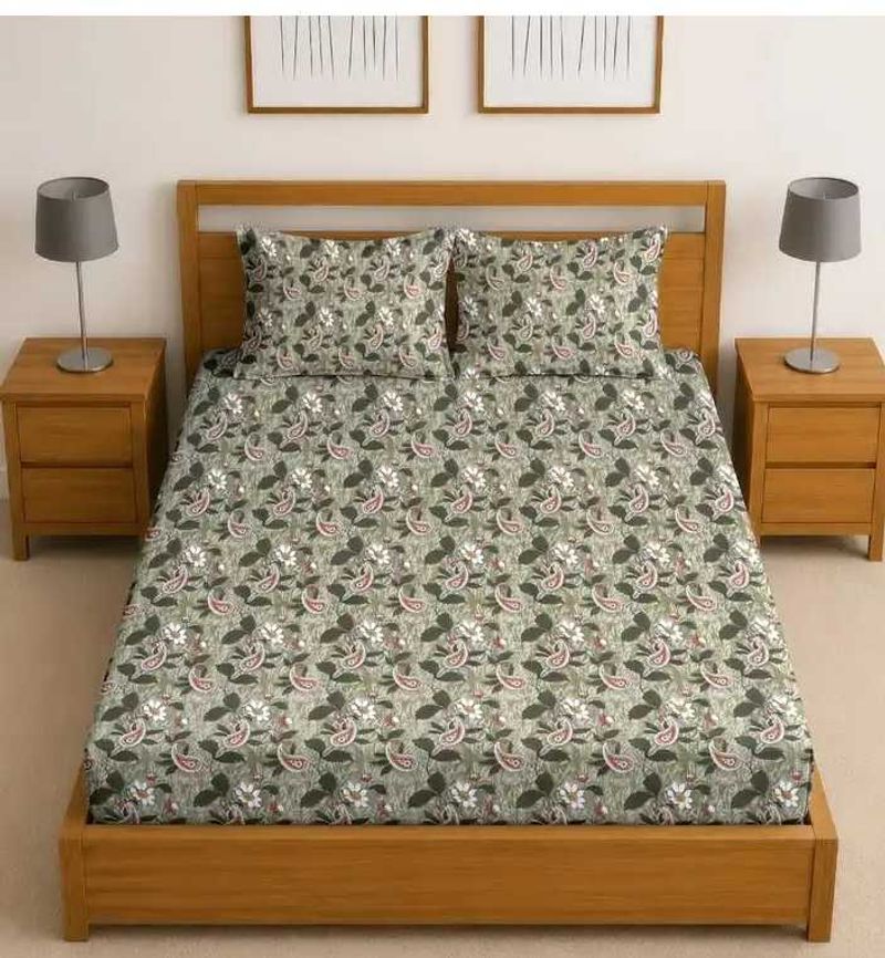 Paisley Print Cotton Bedsheet Set with 2 pillow co