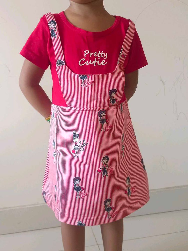 Cute Red Pinafore Dress