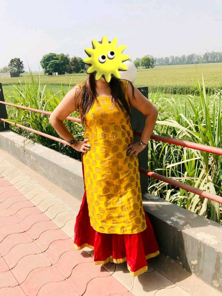 Yellow &amp; Red Kurta Set