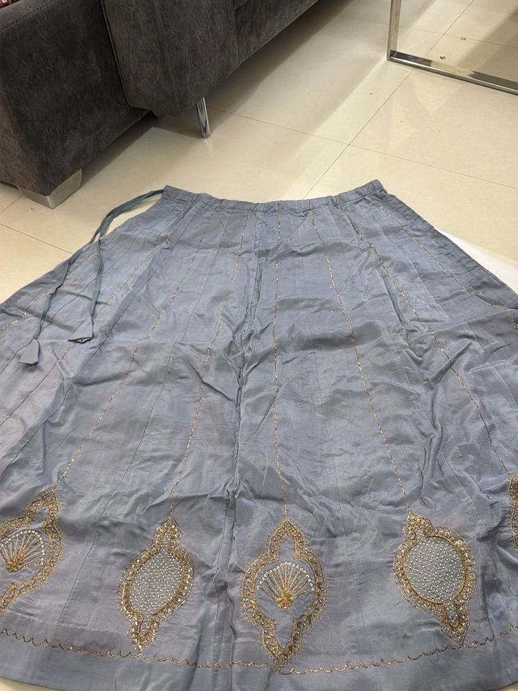 Elegant Grey Embellished Lehenga Skirt