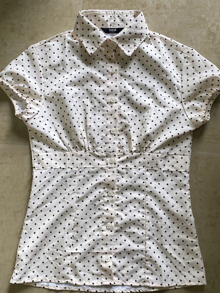 Chic Polka Dot Button-Up Top