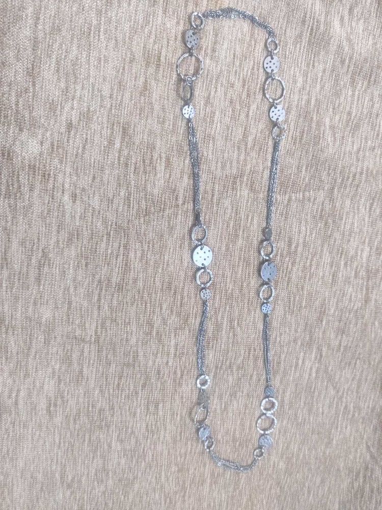 Stylish Long Silver Chain Necklace