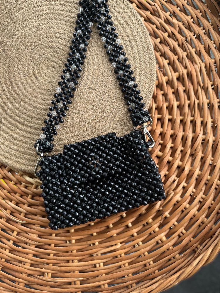 Black Beaded Shoulder Bag