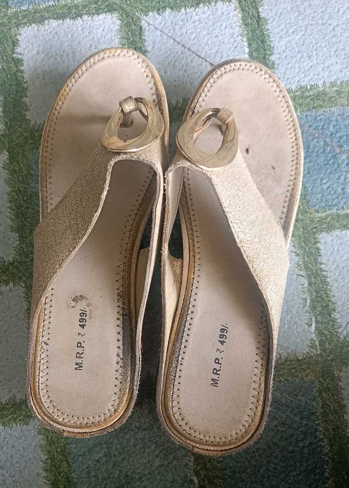 Sparkly Gold Thong Sandals