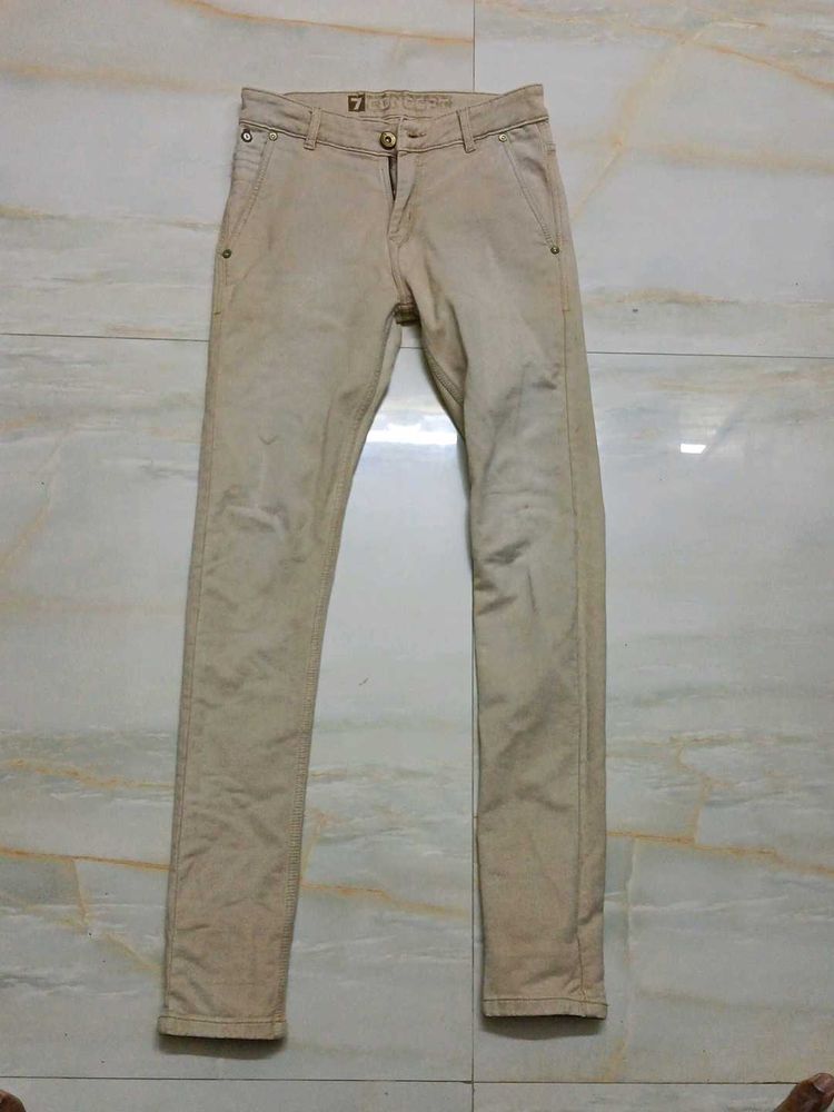 Stylish Beige Slim Fit Pants