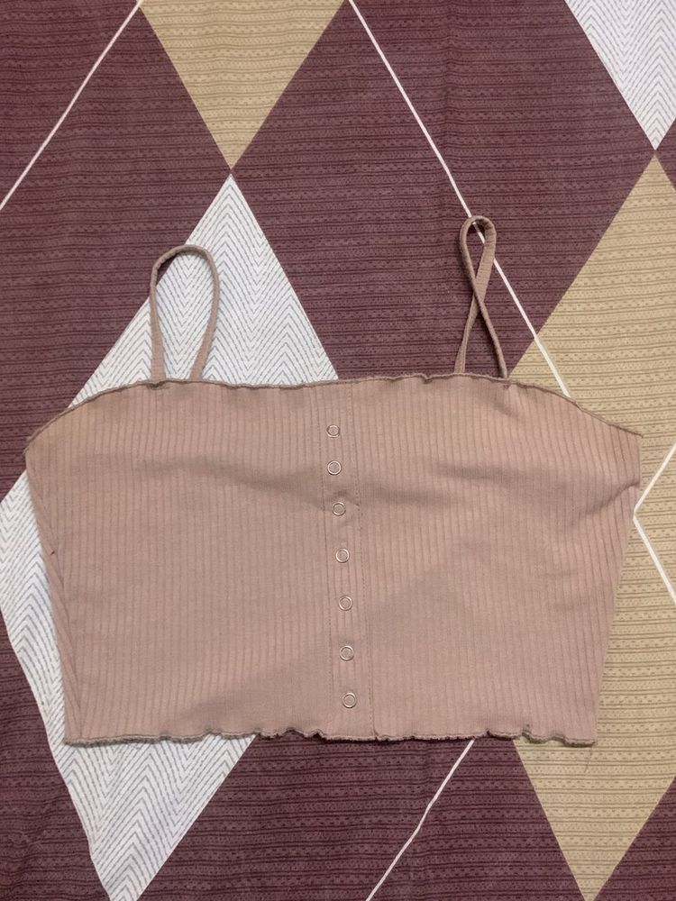 Ribbed Button-Up Cami Top