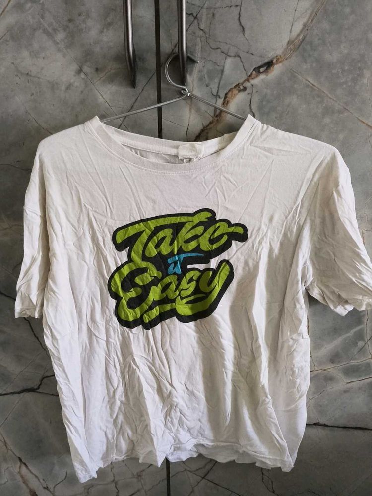 White "Take It Easy" Graphic Tee