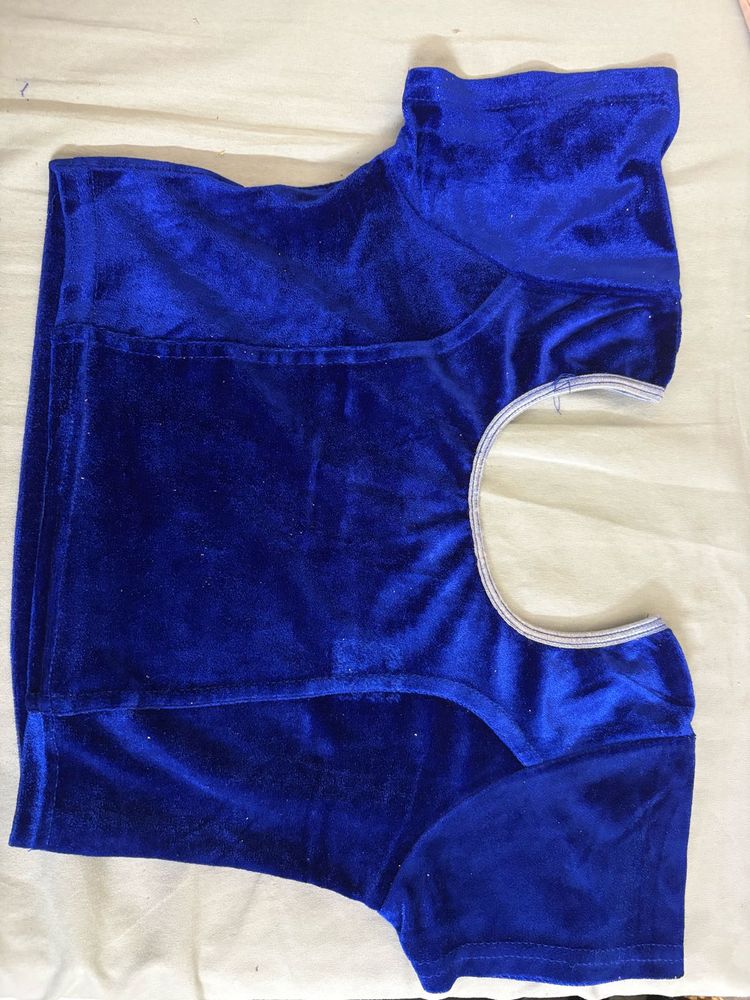 Royal Blue Velvet Blouse