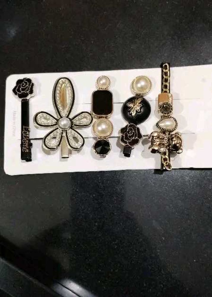 Elegant Pearl &amp; Gem Hair Clip Set