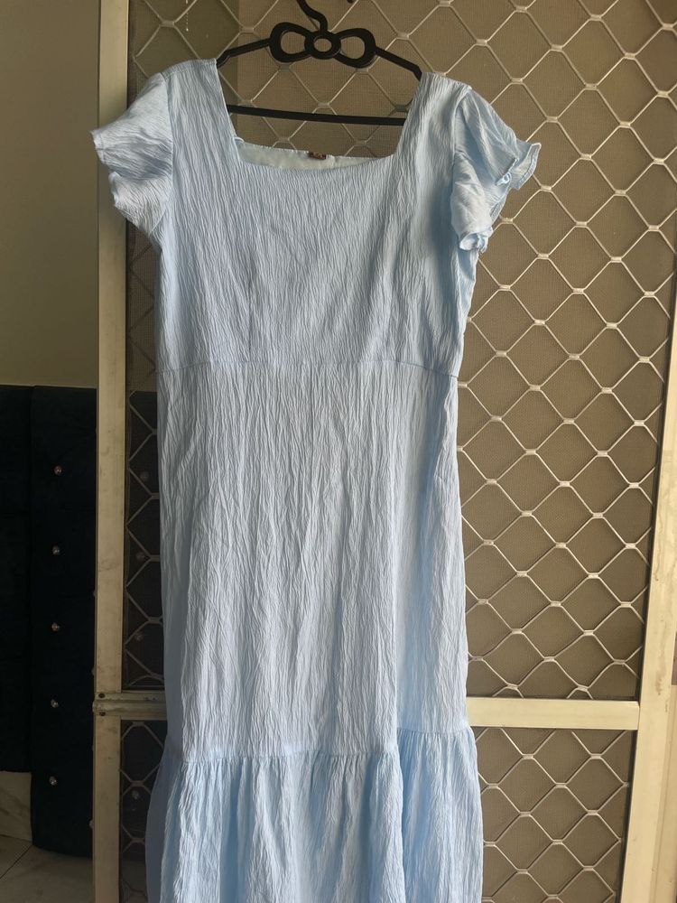 Light Blue Square Neck Dress
