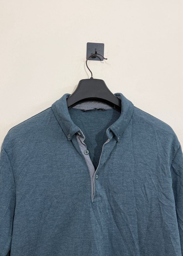 Men's crocodile Teal Button-Down Shirt