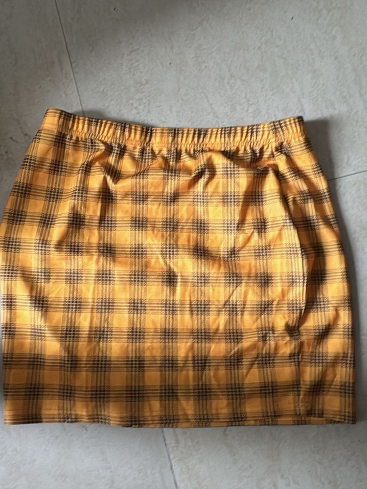 Yellow Plaid Mini Skirt
