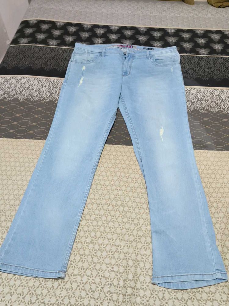 Light Wash Distressed Wide Leg Jeans
