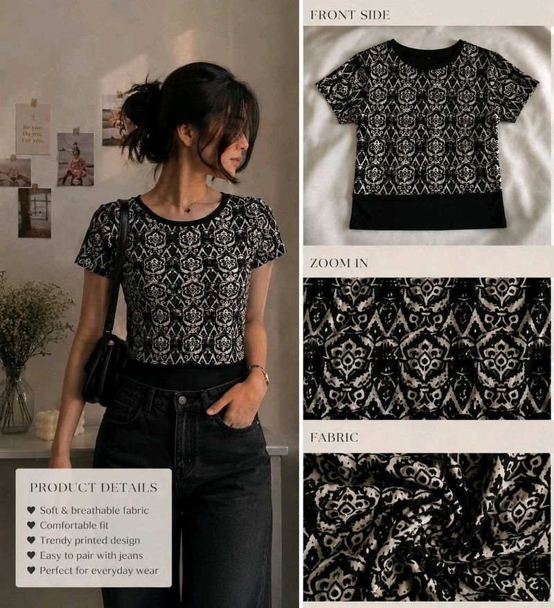 Trendy Printed Cropped Top