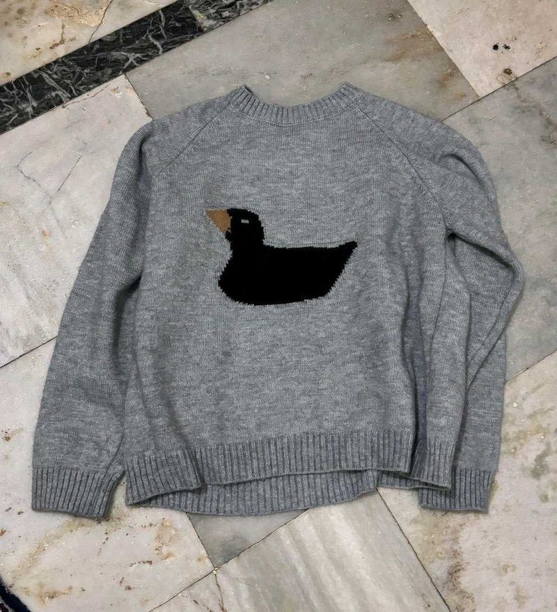 Gray Sweater with Duck Design