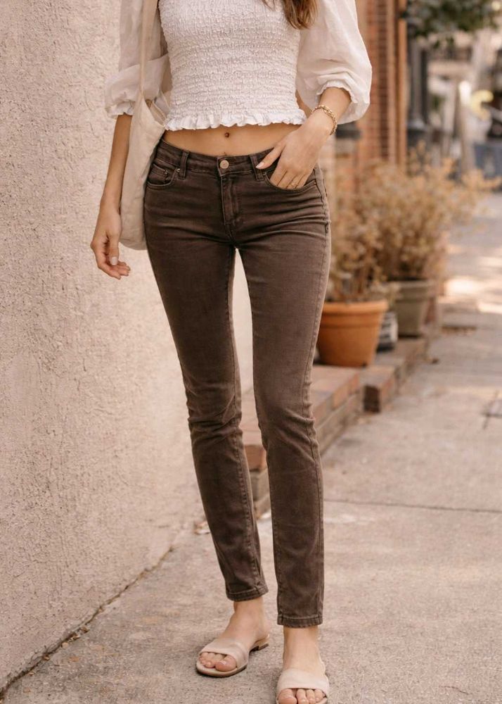New Y2K Brown Low Rise Skinny Fit Jeans