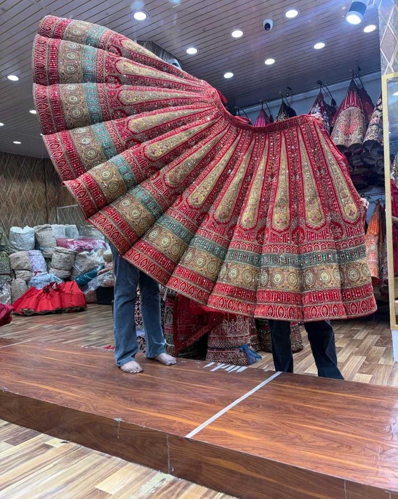 Stunning Red &amp; Gold Embellished Lehenga Choli