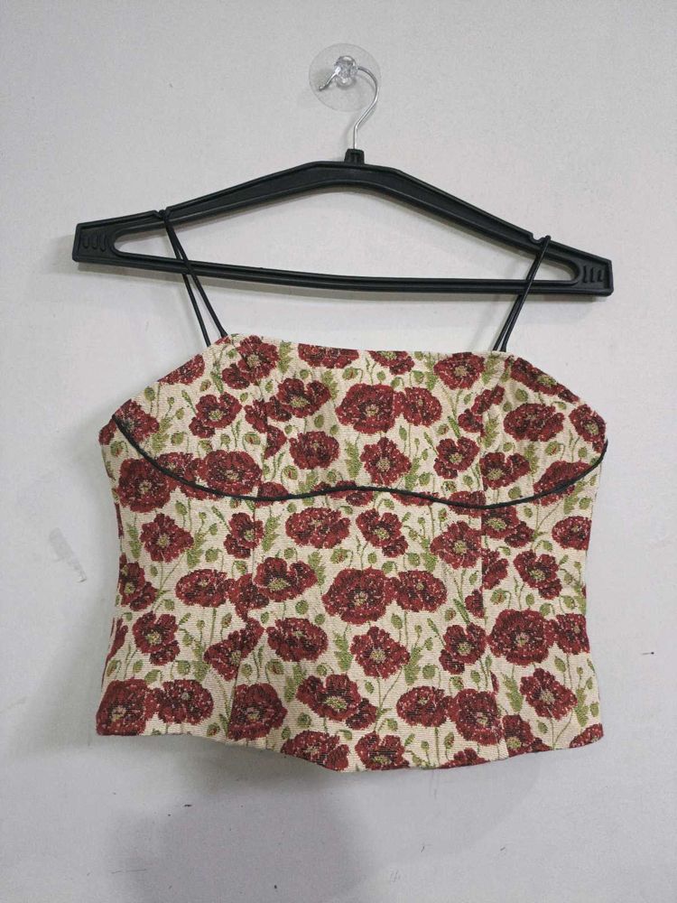 Floral Print Bustier Top