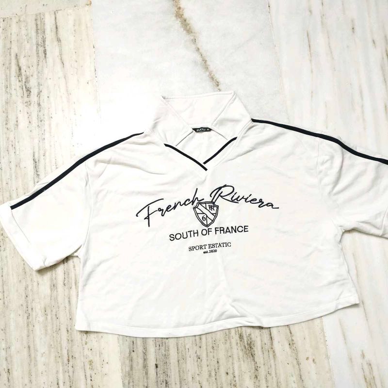 White French Riviera Cropped Top