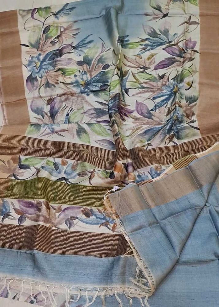 BRAND NEW Beautiful acid PAINTED tassar Saree