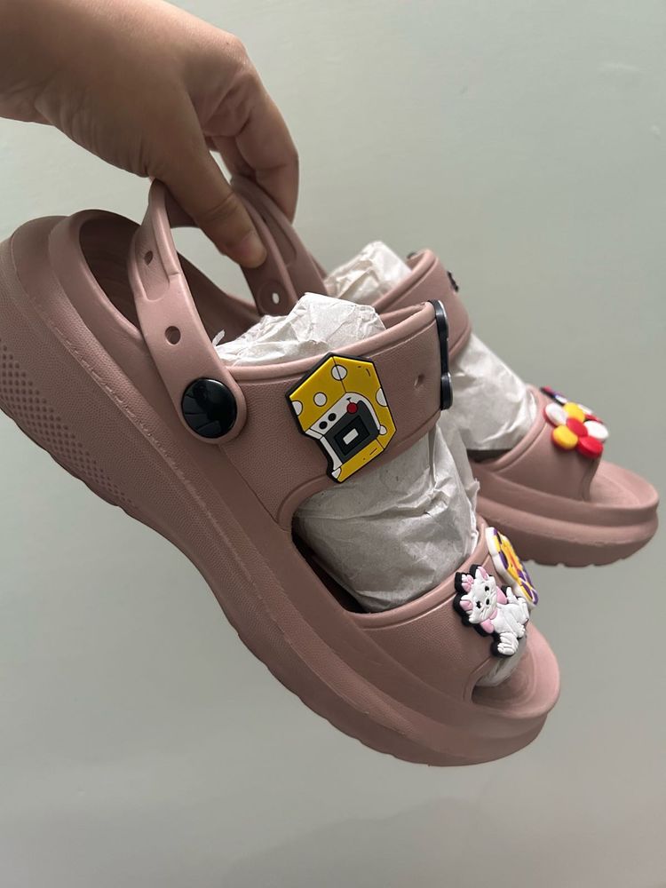 Cute Pink Clogs with Charms
